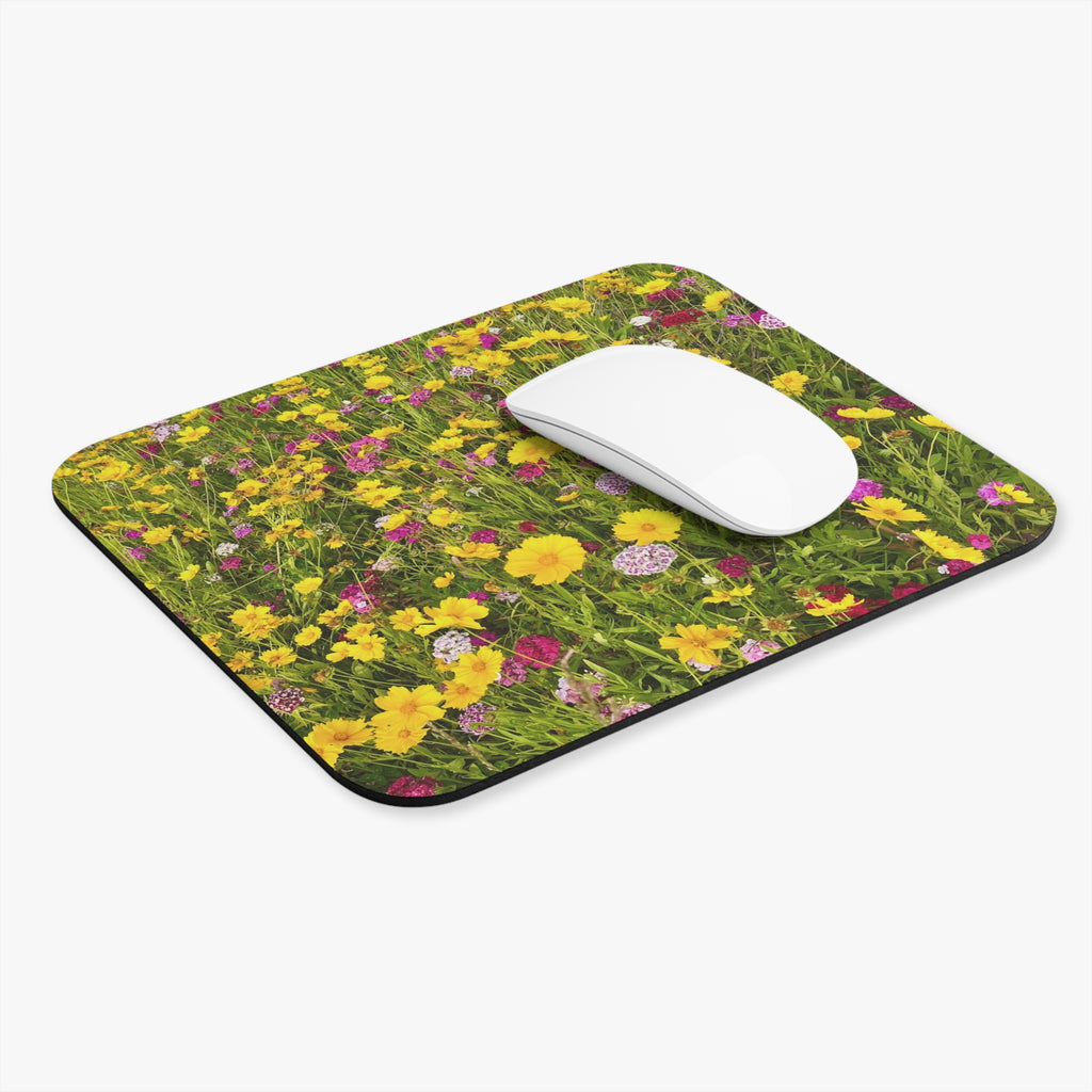 Wildflower Field Rectangle Mouse Pad — Bright Floral Desk Mat