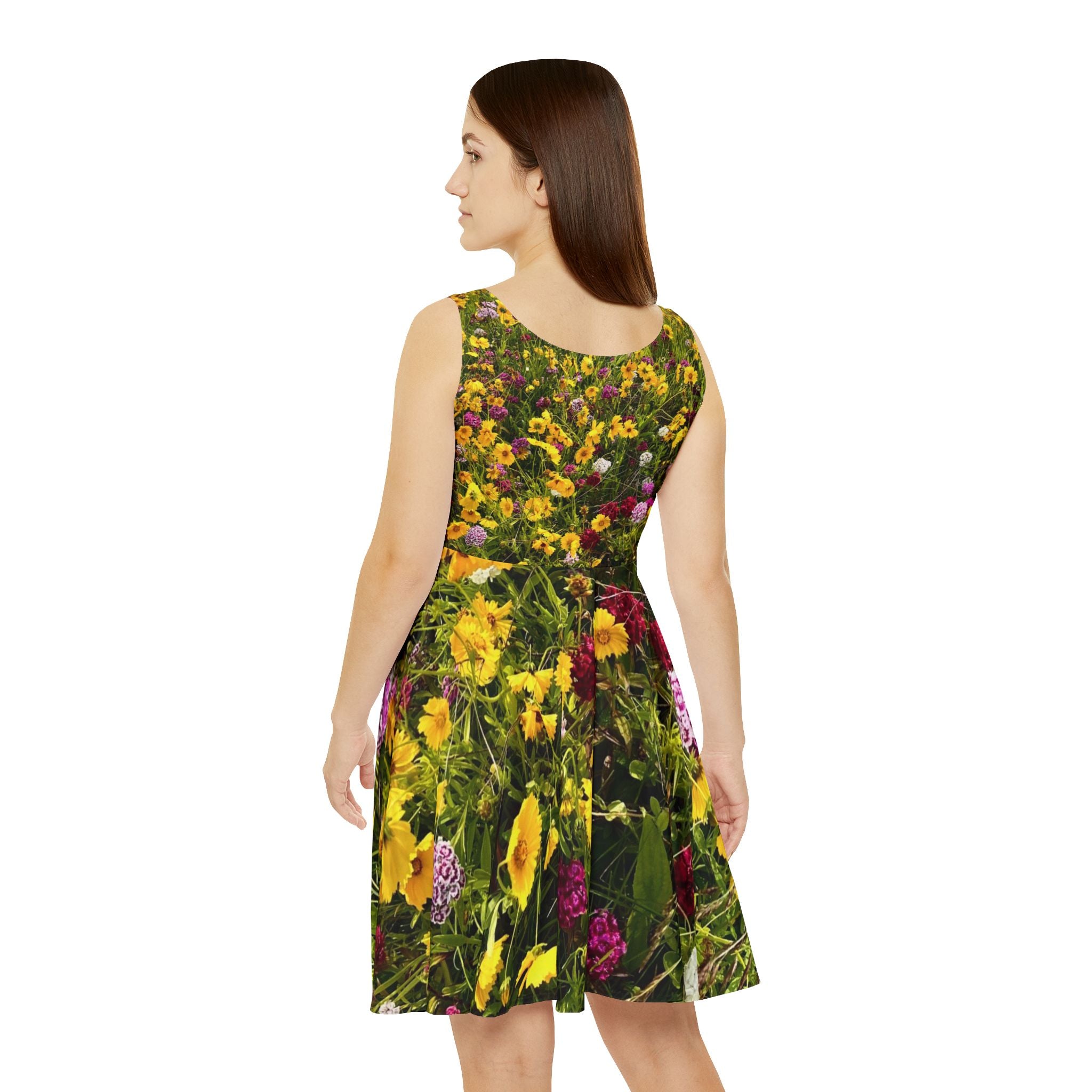 Wildflower Meadow Skater Dress — Vibrant All-Over Print Floral Dress