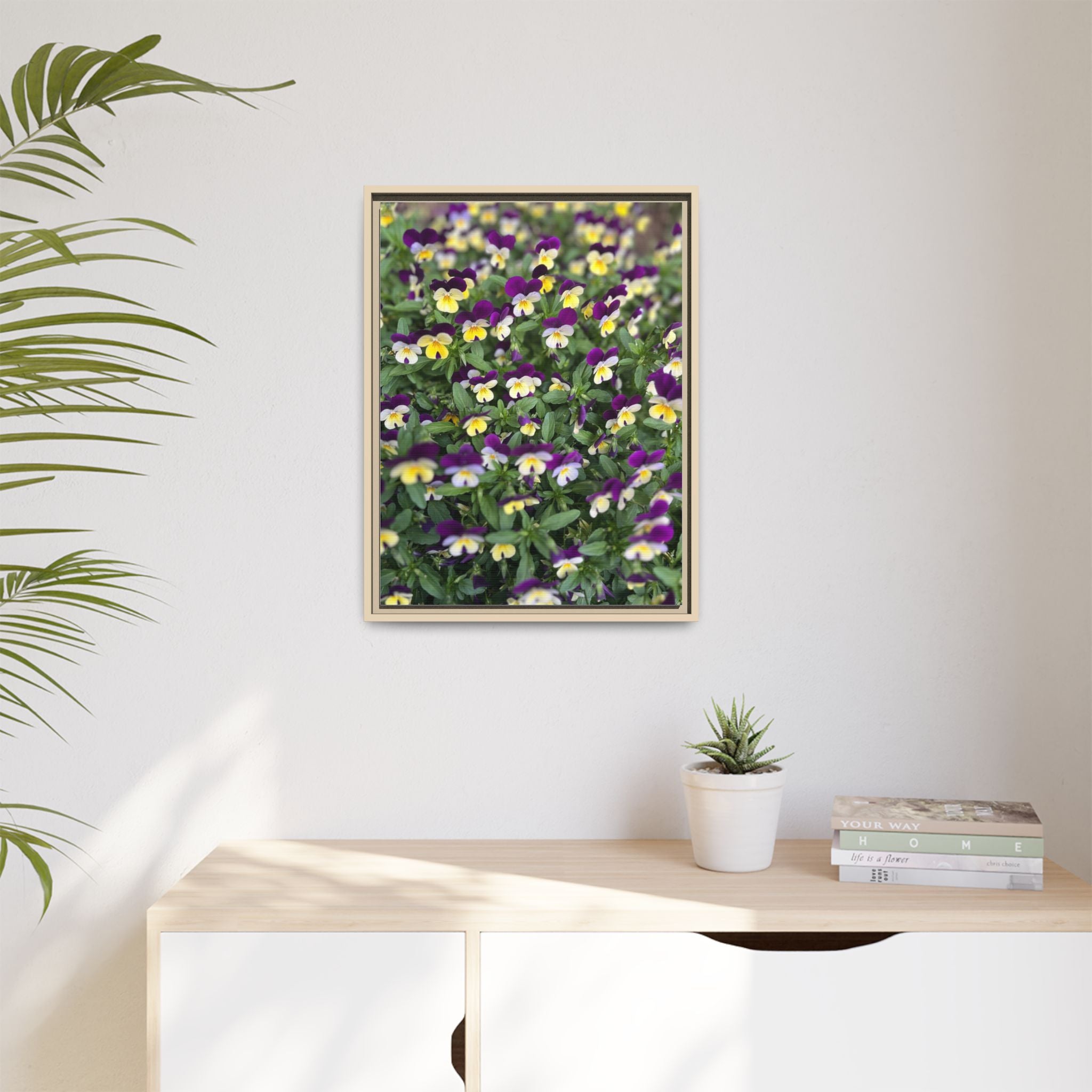 Pansy Field Framed Matte Canvas Print