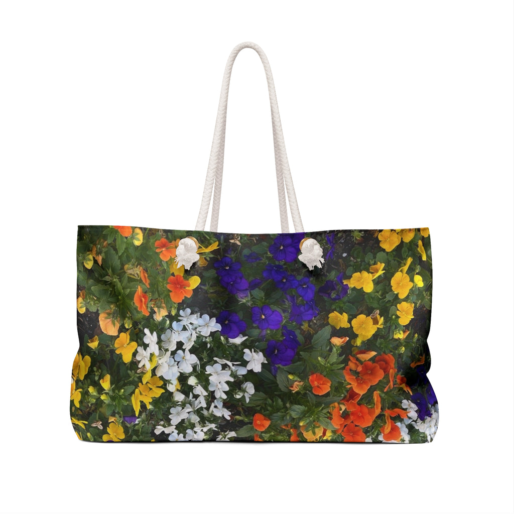 Floral Splash Weekender Bag – Colorful Pansy Garden Travel Tote