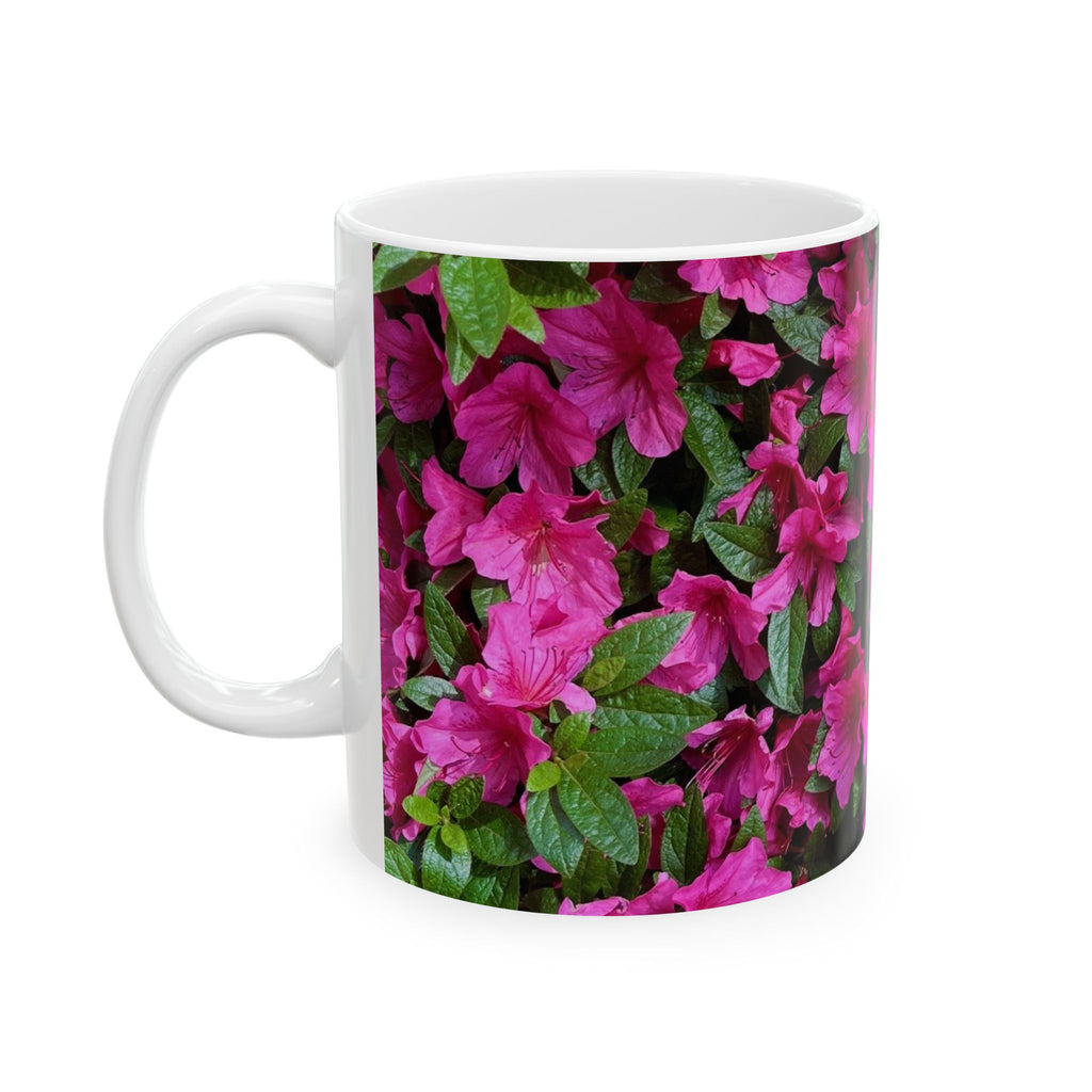 Pink Azalea Floral Mug — Vibrant Garden Tea & Coffee Cup (11oz, 15oz)