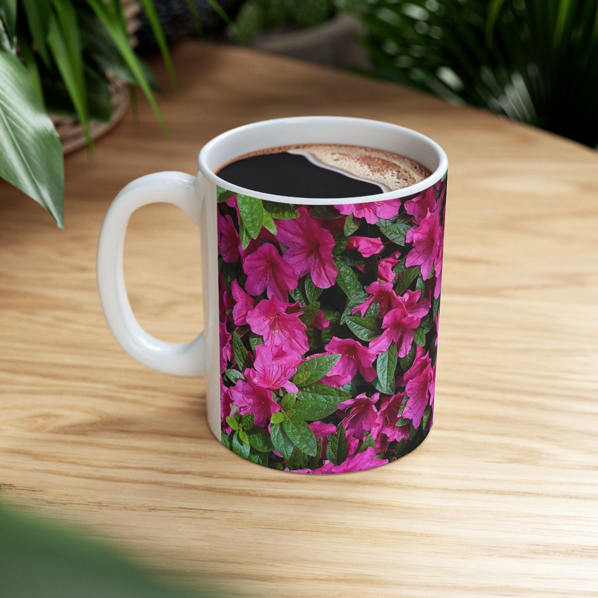 Pink Azalea Floral Mug — Vibrant Garden Tea & Coffee Cup (11oz, 15oz)