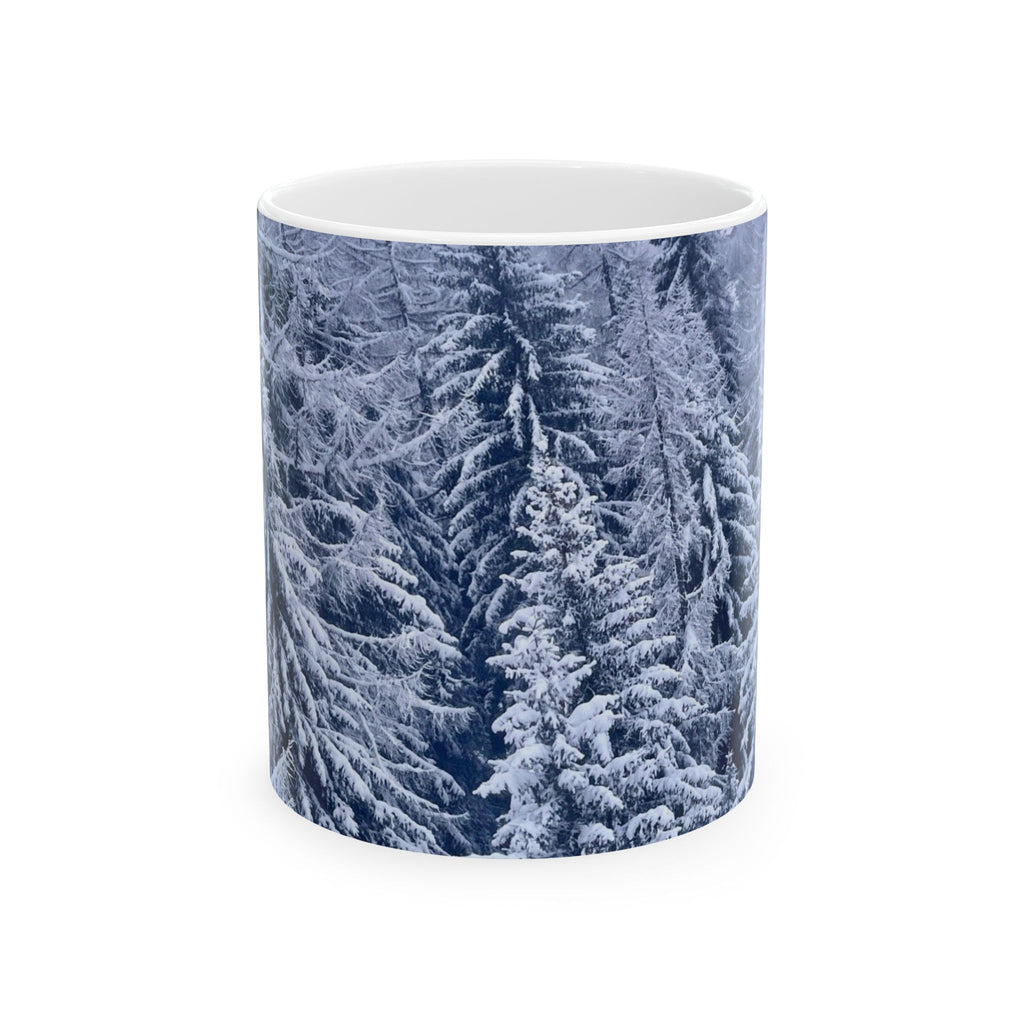 Winter Forest Ceramic Mug — Snowy Pine Trees 11oz & 15oz