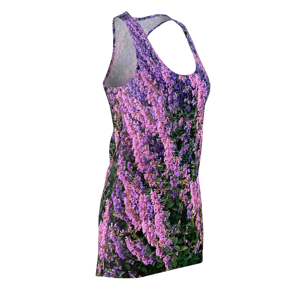 Lavender Field Racerback Dress - Floral All-Over Print Summer Dress