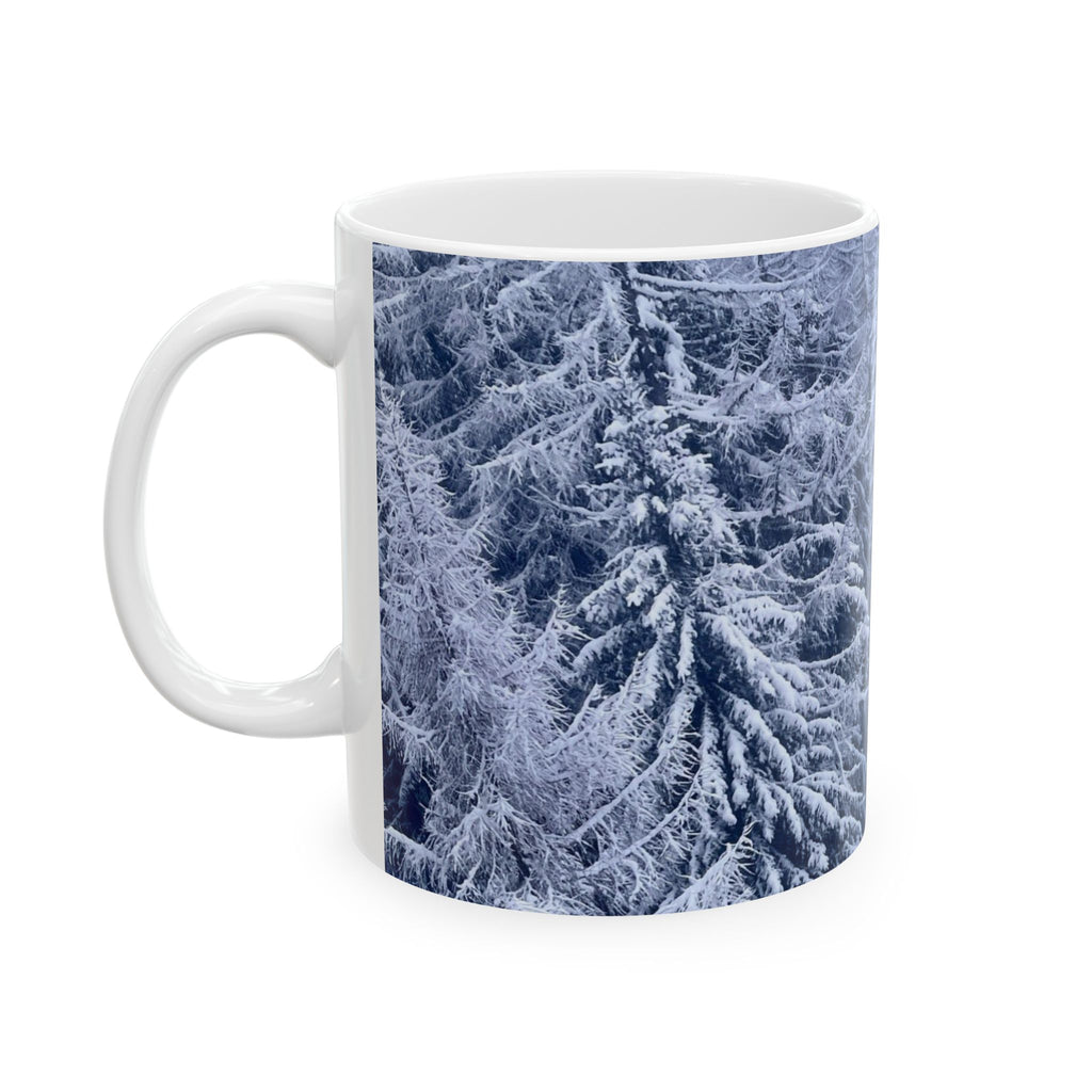 Winter Forest Ceramic Mug — Snowy Pine Trees 11oz & 15oz