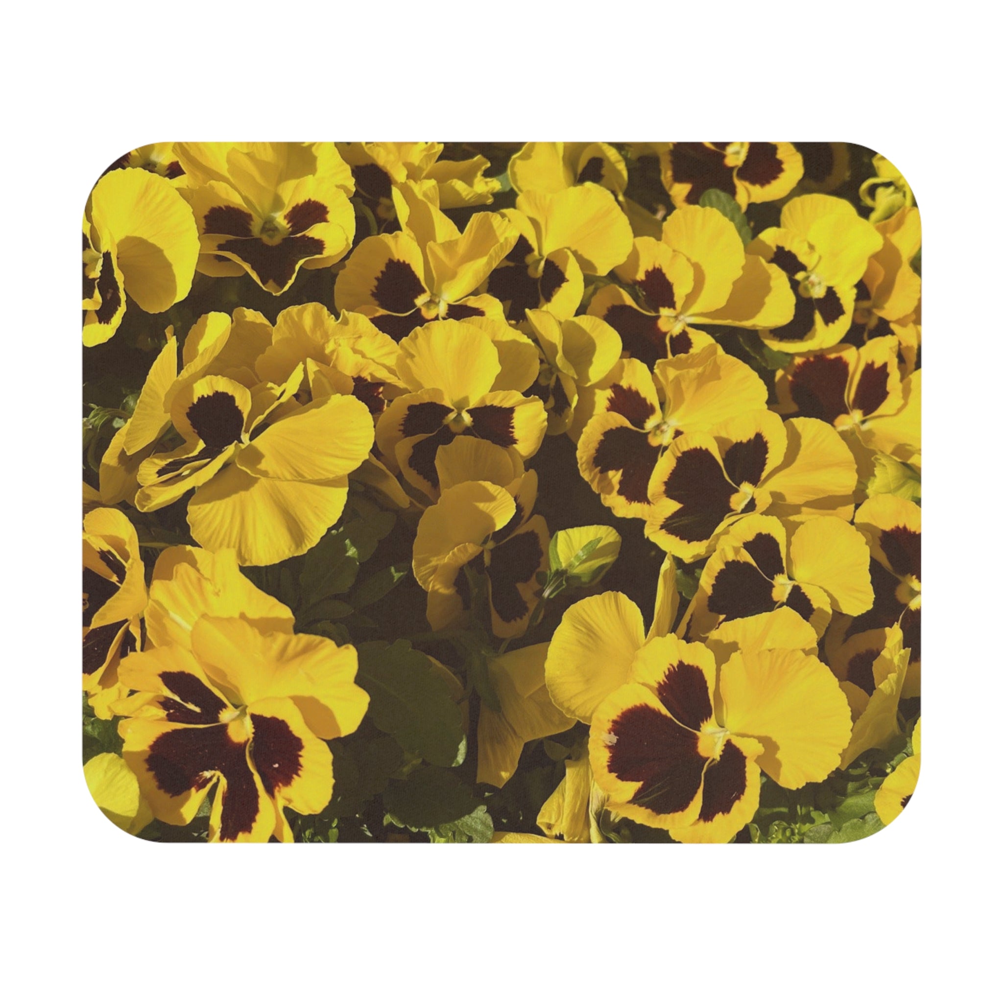 Yellow Pansy Floral Mouse Pad — Bright Botanical Desk Mat for Home & Office