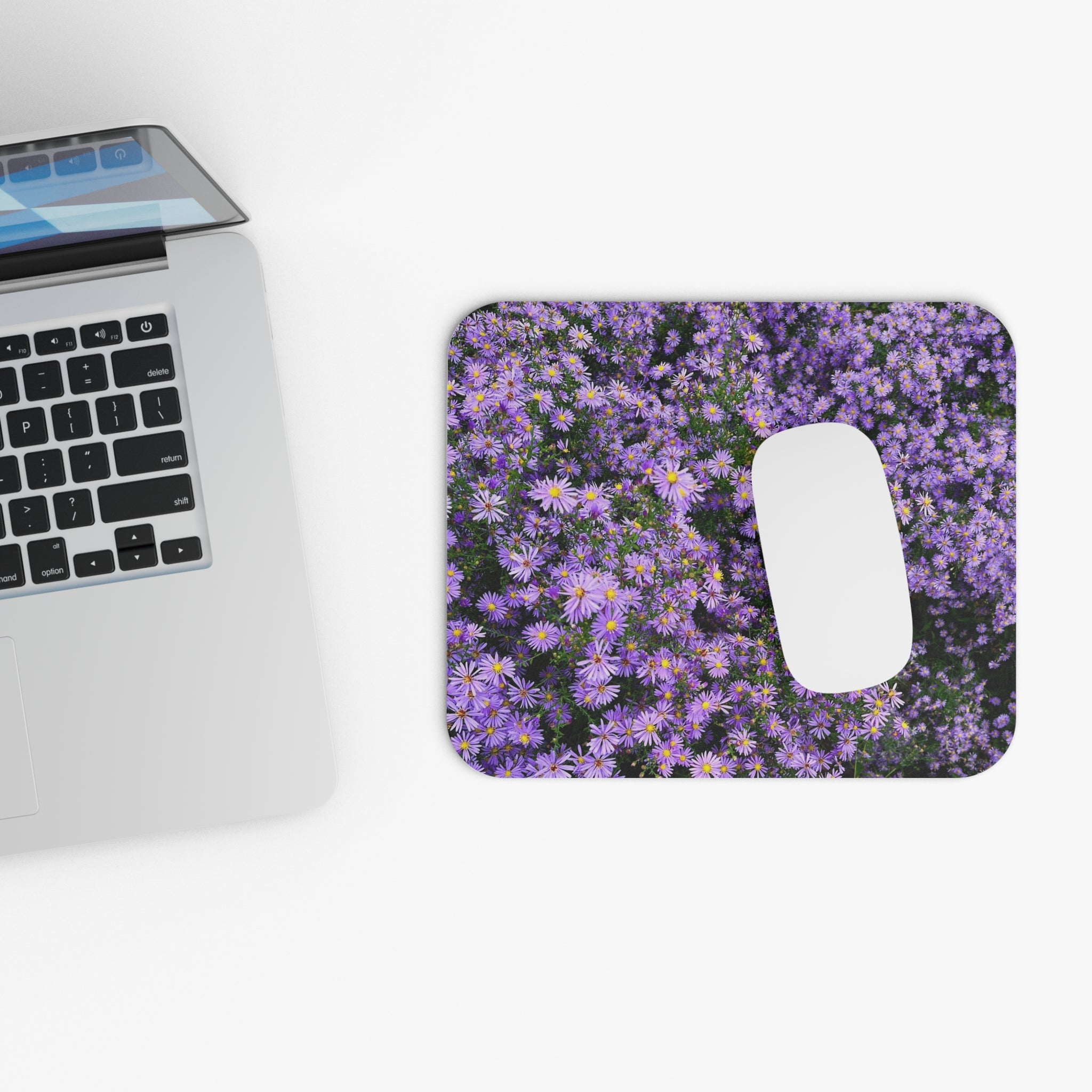 Lavender Daisy Mouse Pad — Purple Floral Desk Accessory
