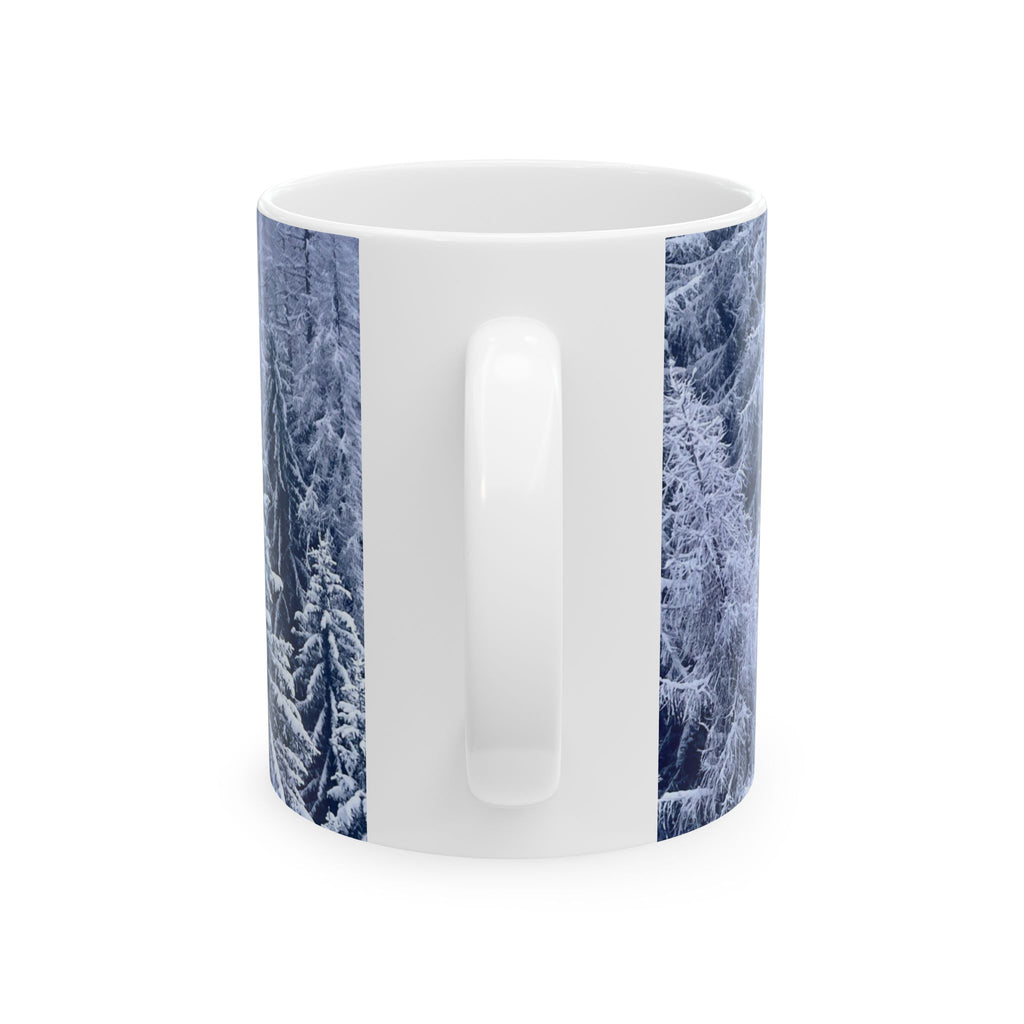 Winter Forest Ceramic Mug — Snowy Pine Trees 11oz & 15oz