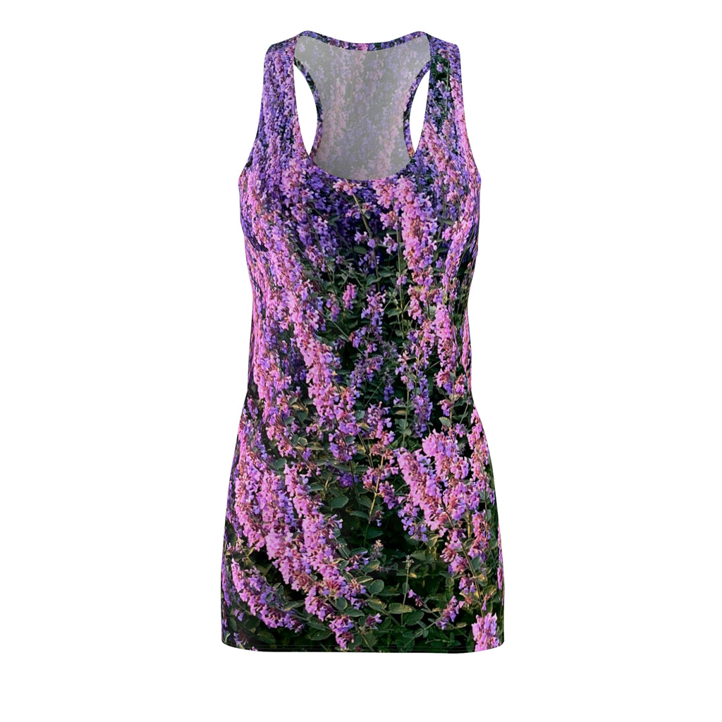 Lavender Field Racerback Dress - Floral All-Over Print Summer Dress