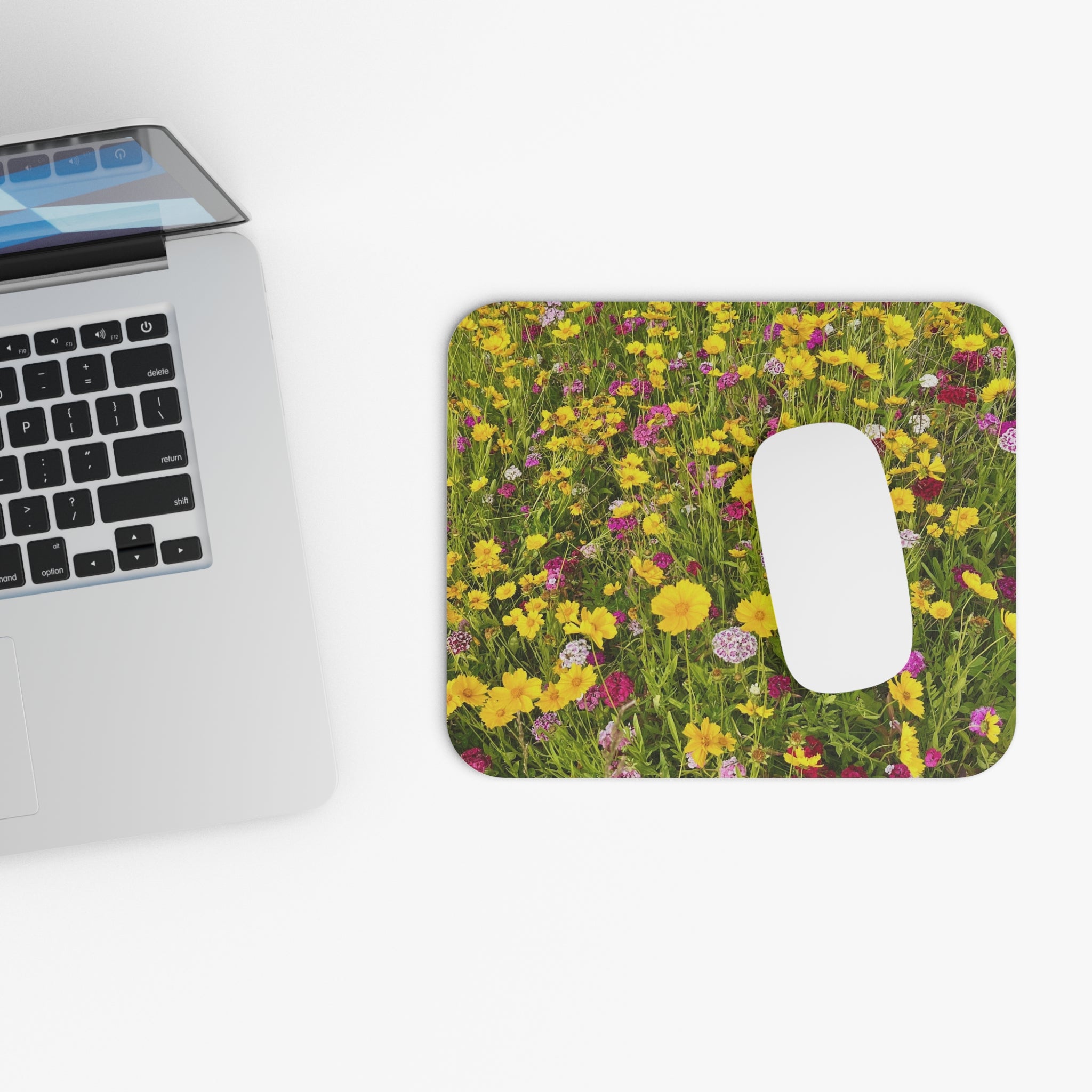 Wildflower Field Rectangle Mouse Pad — Bright Floral Desk Mat