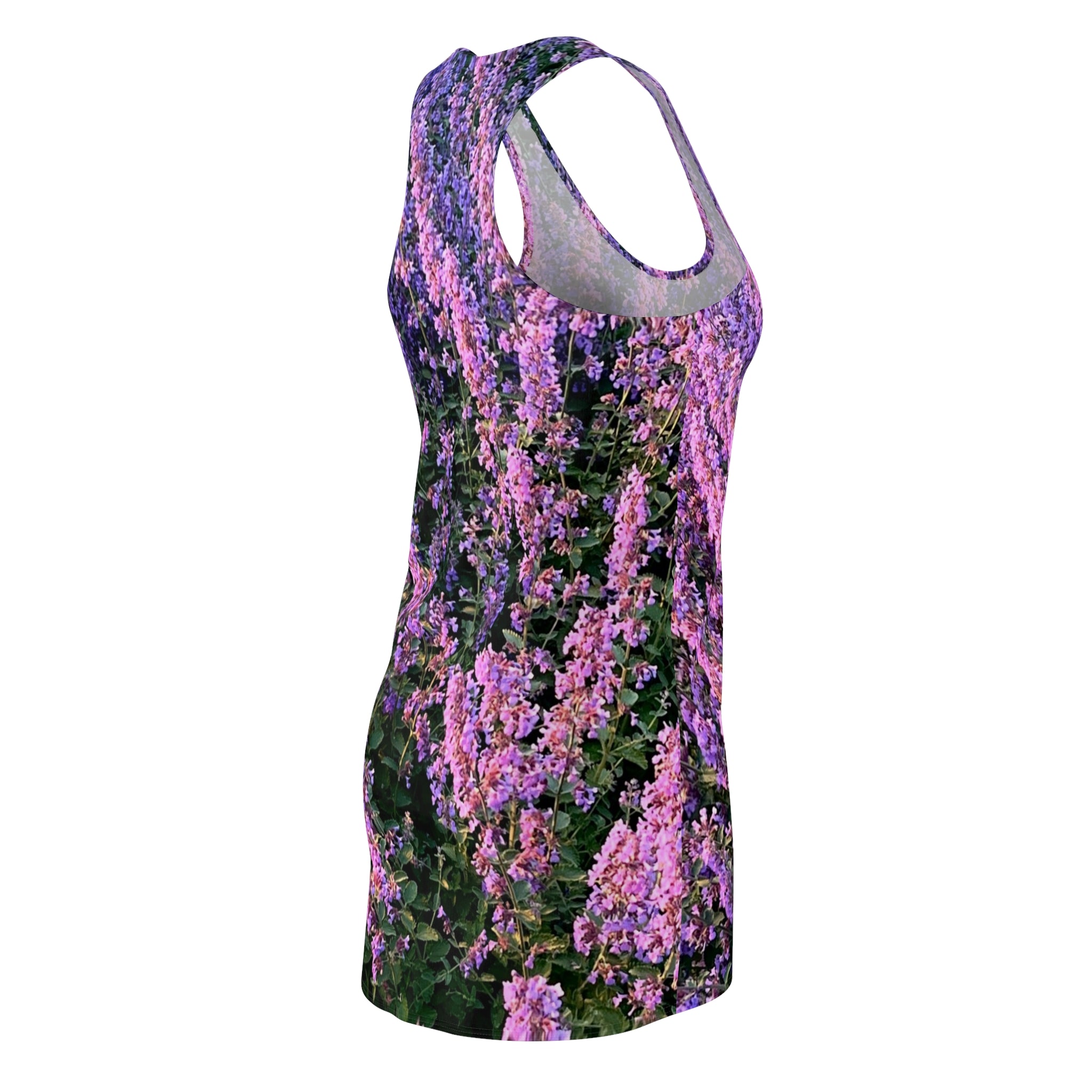 Lavender Field Racerback Dress - Floral All-Over Print Summer Dress