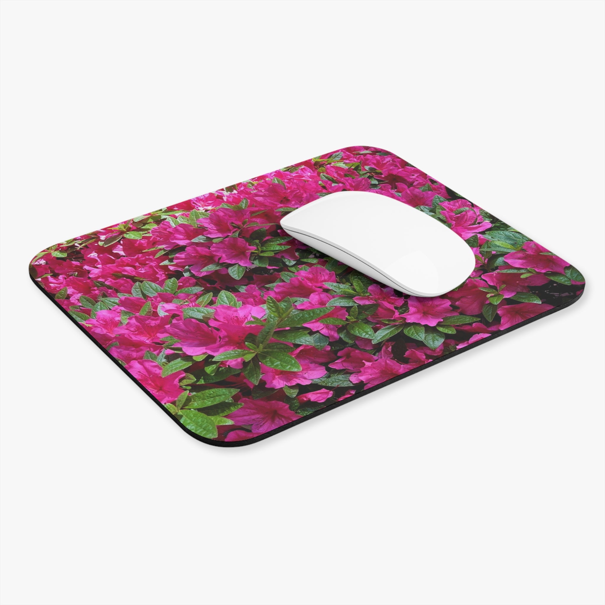 Pink Azalea Floral Mouse Pad — Vibrant Garden Desk Accessory