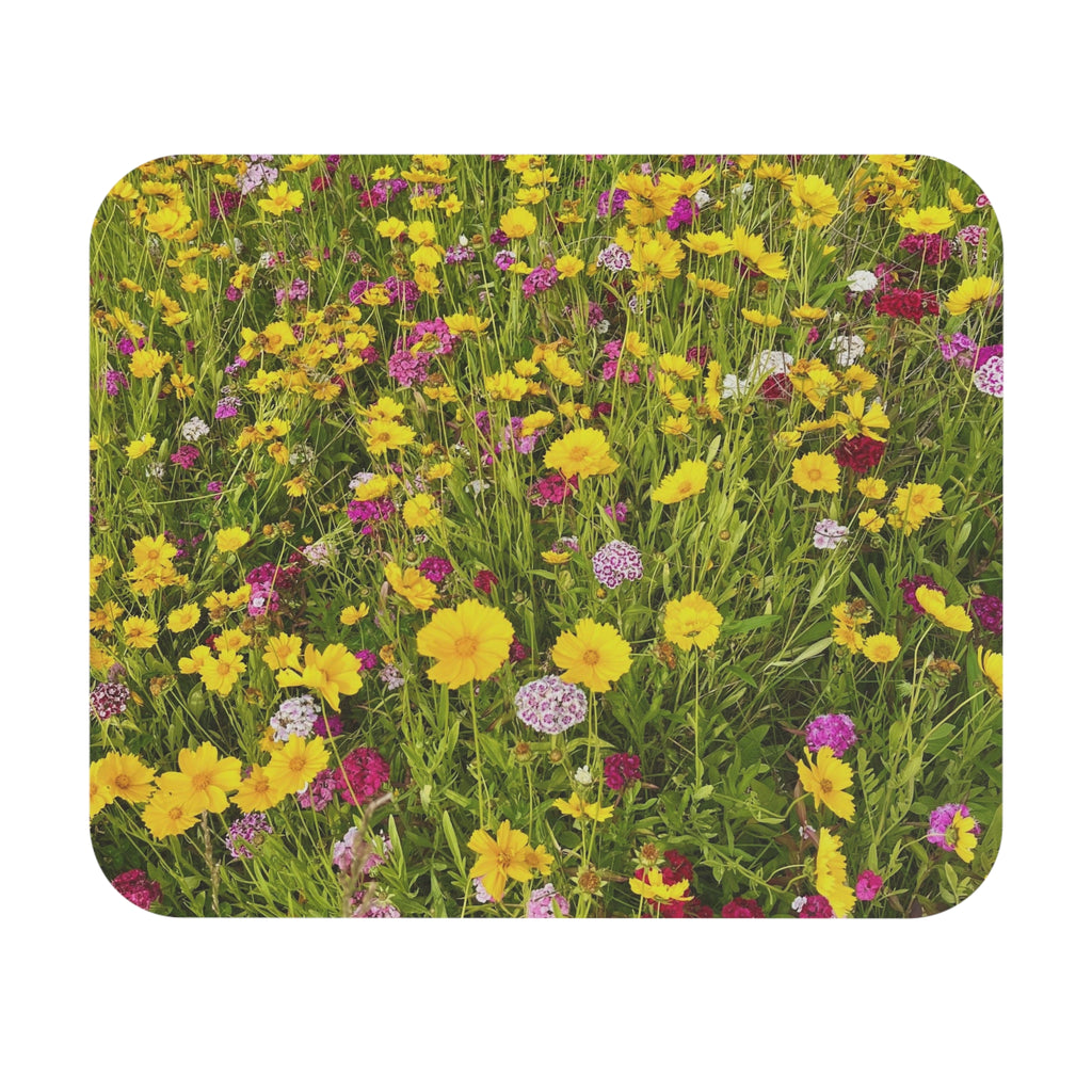 Wildflower Field Rectangle Mouse Pad — Bright Floral Desk Mat
