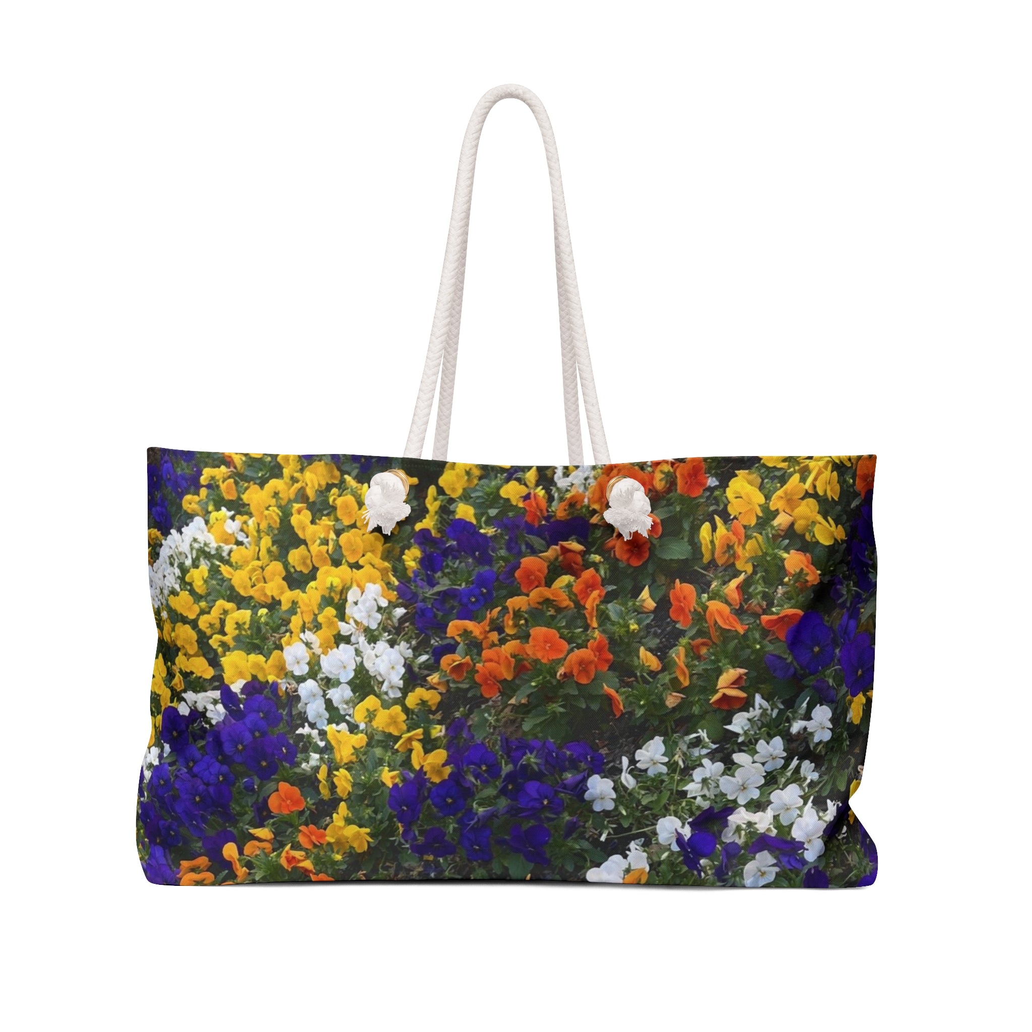 Floral Splash Weekender Bag – Colorful Pansy Garden Travel Tote
