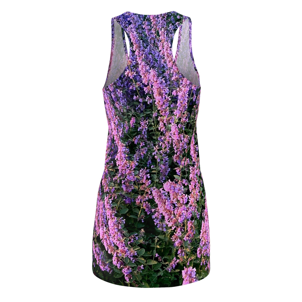 Lavender Field Racerback Dress - Floral All-Over Print Summer Dress