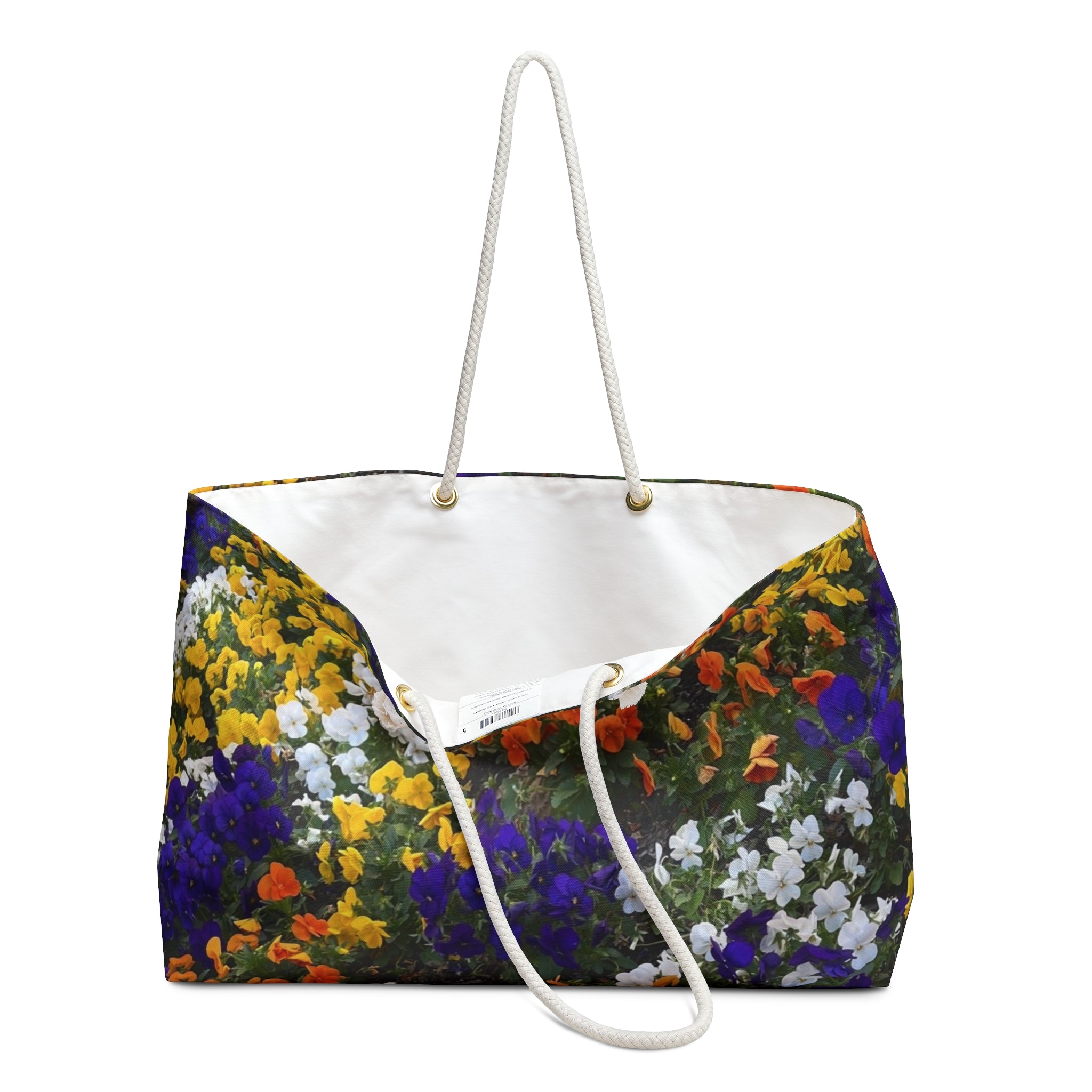 Floral Splash Weekender Bag – Colorful Pansy Garden Travel Tote